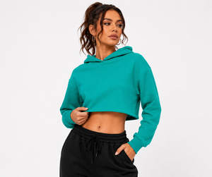 Sudadera corta elegante para mujer con tela premium, acabado suave, silueta elegante, ideal para el gimnasio, viajes, compras y uso casual. - Product Image 1