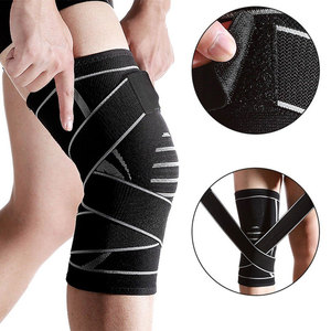 Genouillère de compression respirante en tricot, unisexe, motif noir et blanc, protection toutes saisons - Product Image 6