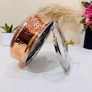 Olla de Cobre Hecha a Mano con Acabado Martillado, Diseño Vintage, Forma Redonda, Utensilio de Cocina de Metal Duradero Sin Tapa - Product Image 2