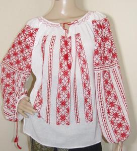 Chemise décontractée pour femmes, brodée, 100% coton, col en V, manches courtes, coupe classique, lavable, toutes saisons - Product Image 1