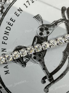 Round Brilliant Cut Moissanite Diamond Luxury Iced Out 925 Silver Hip Hop Wrist Bracelet <b>For</b> <b>Men</b> Women Wear - Product Image 1