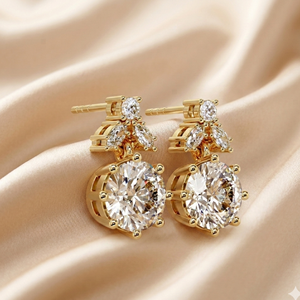 Luxury Solitaire Dangle Drop <b>Earrings</b> IGI Certified 14K Gold Round Cut Lab Grown Diamond Marquise Accent <b>Earrings</b> <b>Fine</b> Jewelry - Product Image 1
