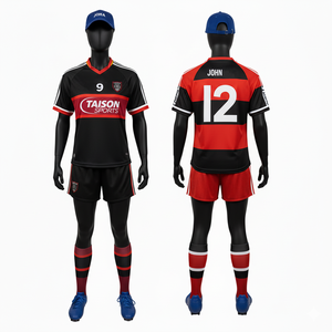 Women Gaelic Football Uniform 180GSM Moisture Wicking Polyester Interlock Red Contrast Sleeve Panels Custom Sublimation Logo - Product Image 2