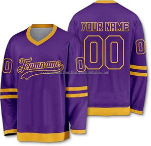 Maillot de hockey sur glace unisexe à col en V et manches longues, personnalisable avec nom et numéro, en polyester, OEM, nom d'équipe vierge pour compétition et entraînement - Product Image 5