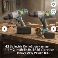 Marteau de démolition électrique 42 lb, embout hexagonal 1-1/8 pouce, anti-vibration, usage intensif, 12000 tr/min, puissance d'impact 1500W, puissance de perçage 180 mm