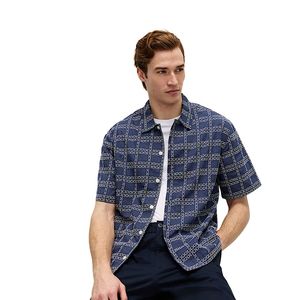 Camisa de Manga Corta Bordada con Corte Holgado y Alto Contenido de Algodón - Product Image 1