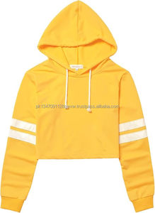 Sudadera con capucha de seda de gran tamaño recortada a la moda para mujer, sudadera de invierno de Punto ligero, diseño bordado, Top corto personalizado, Jersey informal - Product Image 5
