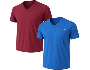 Custom Logo Men's V Neck Short Sleeve T Shirt Breathable Quick Dry Knitted Tee Casual Summer Wear - Product Image 6