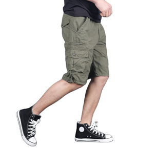 <b>Mens</b> Big And Tall Cargo <b>Shorts</b> Elastic Waist Loose Fit Cotton Casual Workwear Multi <b>Pockets</b> Pants - Product Image 2