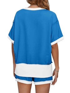 ชุดเซ็ตเสื้อยืดแขนสั้นกางเกงขาสั้นแฟชั่นฤดูร้อนคุณภาพดีสำหรับผู้หญิง ชุดสองชิ้น - Product Image 2