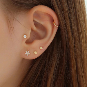 14K Solid Gold <b>Beaded</b> Bezel Labret Manufacturer Body-Safe Internal <b>Threading</b> 16G 18G Real Diamond Lab Grown Piercing Factory - Product Image 3