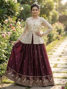 Último Modelo de Lehenga Choli para Mujer, Estilo Bollywood, con Bordado Intenso y Lentejuelas, Traje Lehenga Choli para Mujer - Product Image 1