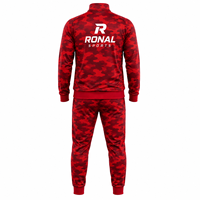 RONAL SPORTS Survêtement camouflage rouge à fermeture éclair intégrale, ensemble de jogging sportif, séchage rapide, polyester, vêtements d'automne, nouvelle tendance, personnalisé pour hommes