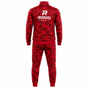 ชุดวอร์มลายพรางสีแดง RONAL SPORTS แบบซิปเต็มตัว ชุดออกกำลังกาย แห้งเร็ว ผลิตจากโพลีเอสเตอร์ เหมาะสำหรับใส่ในฤดูใบไม้ร่วง ดีไซน์ทันสมัย สามารถปรับแต่งได้ สำหรับผู้ชาย - Product Image 2