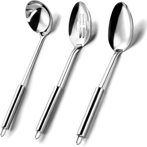 3-Piece Silver Stainless Steel <b>Serving</b> Utensils Set Includes 1 <b>Serving</b> <b>Spoon</b> 1 Slotted <b>Spoon</b> for Parties - Product Image 2