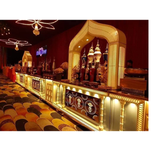 Comptoir de buffet de mariage en acier inoxydable, finition dorée polie - Product Image 1