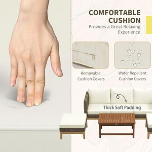 Set di Mobili da Giardino con Cuscini Bianco Crema, 5 Pezzi in Rattan PE, Arredamento per Conversazione - Product Image 5