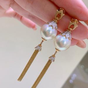 Pendientes Colgantes de Oro Puro 925 de 12-13 mm, Oro Grueso, Alto Brillo, Estilo de Lujo Ligero, Pendientes Colgantes Modernos y Elegantes - Product Image 2