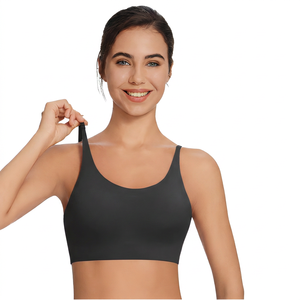 Soutien-gorge de sport pour femme, couleur unie bleu, pour yoga - Product Image 5