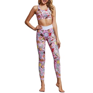 Premiume Quality Wholesale Custom Logo Eco Friendly <b>Yoga</b> Clothing Printing Sublimation Women <b>Yoga</b> Set - Product Image 1