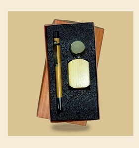 Custom Wooden <b>Key</b> Chain Pen Set Natural Wood Keyring Gift Box for Corporate Promotion - Product Image 1