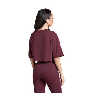 Tops cortos de algodón 100% lisos holgados personalizados para mujer al por mayor, tops cortos sexis de media manga con cuello redondo y logotipo personalizado - Product Image 6