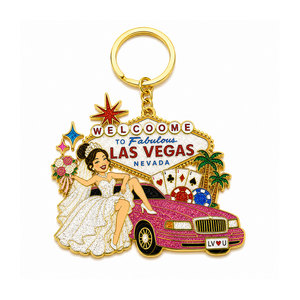 Wholesale <b>Custom</b> Soft Enamel Glitter Keychain - Metal Zinc Alloy Sparkle Keyring for Tourist Souvenir Gift OEM Service - Product Image 6