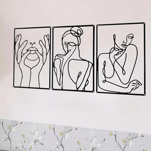 CIFbuy Set di 3 Pezzi Arte Murale Astratta in Metallo, Decorazione Minimalista con Disegni a Linee per Interni ed Esterni, Motivo Verticale, Regalo per le Feste, Servizio di Selezione - Product Image 1