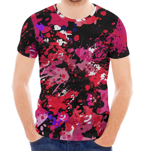 เสื้อยืดแขนสั้นผู้ชาย สีแดงดำ คอกลม ทรงปกติ สวมใส่สบาย พิมพ์ลายแบบซับลิเมชั่น ผ้าโพลีเอสเตอร์ 100% ถักทอ ป้องกันขนร่วง และแห้งเร็ว - Product Image 4