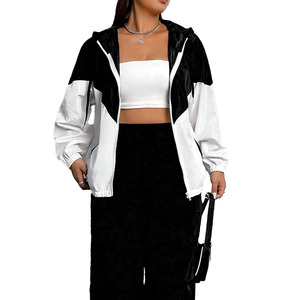 Trendy Custom Women's <b>White</b> Windbreaker Lightweight Waterproof Hooded Zipper Sportswear Two Tone Casual Outdoor <b>jacket</b> for <b>men</b> - Product Image 3