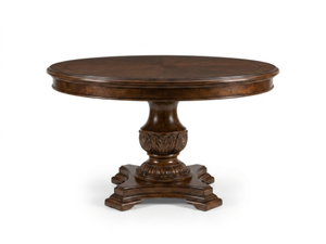 Table à manger ronde en chêne, style traditionnel, finition antique, base stable, 4 places, meubles de salle à manger pour la maison - Product Image 2