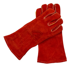 Gants de soudage en cuir de vachette rouge premium, résistants à la chaleur, protection de travail, équipement de sécurité robuste, fournisseur industriel - Product Image 1
