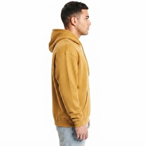 Sweat-shirt à capuche jaune moutarde pour homme, coupe ample, en molleton de coton, décontracté, avec poche kangourou, pour l'hiver, séchage rapide - Product Image 3