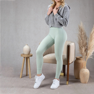 กางเกงโยคะผ้าตาข่ายแบบต่อผ้าสำหรับผู้หญิง ระบายอากาศได้ดี เลกกิ้งออกกำลังกายเอวสูง ผ้าซีทรู - Product Image 2