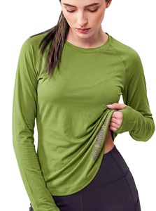 T-shirt de performance à manches longues pour femme, écologique, uni, séchage rapide, respirant, protection solaire, haut de sport pour le tennis et la pêche - Product Image 1