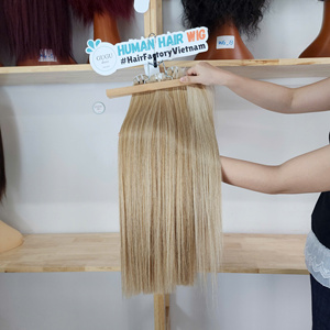 ผมตรงสีบลอนด์ไฮไลท์ โคนสีดำธรรมชาติ แบบ Super Double Drawn เวอร์จินเวียดนาม พร้อมปิดผมด้วยวัสดุแบบ Machine Double Weft - Product Image 2