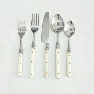 Juego de Cubiertos de Acero Inoxidable con Acabado Plateado, Mango de Hueso Marrón Oscuro, Estilo Occidental, Decorativo para Mesa, Hecho a Mano - Product Image 6