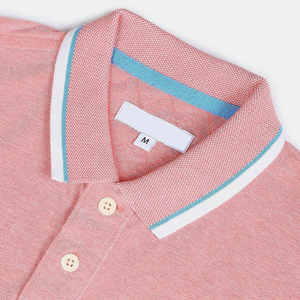 <b>Men's</b> <b>Pink</b> Cotton Pique Short Sleeve <b>Polo</b> <b>Shirt</b> Casual Solid Color Breathable Knitted Design - Product Image 6