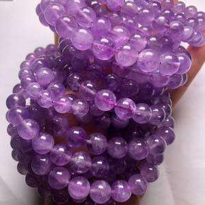 Perles rondes en améthyste naturelle non traitée, améthyste nuageuse, demi-brin pour la fabrication de bijoux et artisanat DIY - Product Image 2