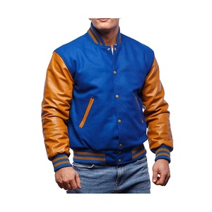Chaqueta Varsity de Lana Transpirable para Hombre de Alta Calidad con Mangas de Cuero y Cuello Mao, Servicio OEM, Chaqueta Letterman al por Mayor - Product Image 3