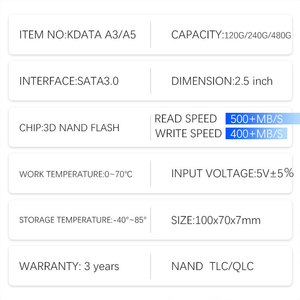 Achat en gros de disques durs SSD SATA3 internes de 2,5 pouces pour ordinateur de bureau avec logo personnalisé, vitesse de lecture de 501 à 600 Mo/s, vitesse d'écriture de 401 à 500 Mo/s - Product Image 4