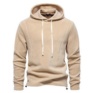 Sweat-shirt à capuche en polaire noir pour homme, style décontracté et sportif, avec cordon de serrage blanc épais, chaud et confortable pour l'hiver - Product Image 6