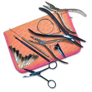 Professional Hair Extension <b>Pliers</b> <b>Set</b> With Hair Cutting Scissor Hook Lop Tool Hair Section Clips and Zipper Case - Product Image 6