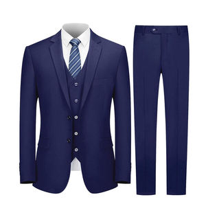 Uniforme de Oficina Corporativo de Tres Piezas para Hombre, Color Azul Marino, Transpirable, con Chaleco y Corbata, para Vestimenta Formal - Product Image 1
