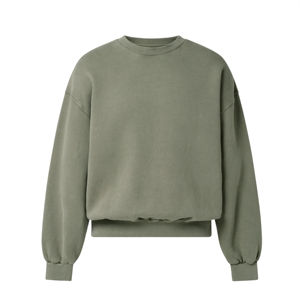 Sweat-shirt à col rond vert olive unisexe, coupe ample, couleur unie, tricoté, décontracté, pour l'automne - Product Image 5