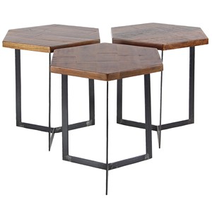 Handcrafted Mango Wood Geometric Side <b>Table</b> with Black Metal Legs - Wholesale - Product Image 2