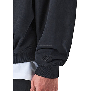 Hip Hop Custom logo Streetwear <b>Brown</b> 600gsm Thick Cotton French Terry Drop Shoulder Oversized Pullover Hoodie Unisex - Product Image 6