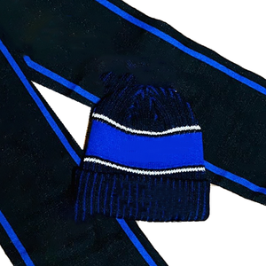 Conjunto de Bufanda y Gorro de Punto Jacquard Personalizado de Sorority Zeta Phi Beta Sigma en Negro y Azul Rey - Equipamiento de Invierno para Mujeres Elegantes - Product Image 6