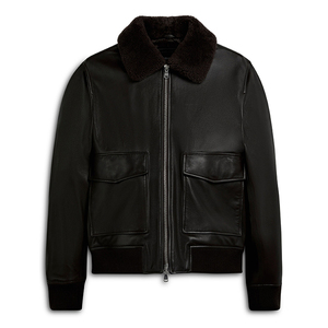 2026 Factory OEM High Quality Men's Genuine Leather Bomber Jacket Varsity Breathable Windproof Winter Zipper Closure - Product Image 4