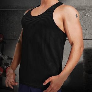 Camisetas sin mangas casuales de algodón elástico acanalado para hombre, talla grande, ajuste muscular, tejido de punto para verano - Product Image 2
